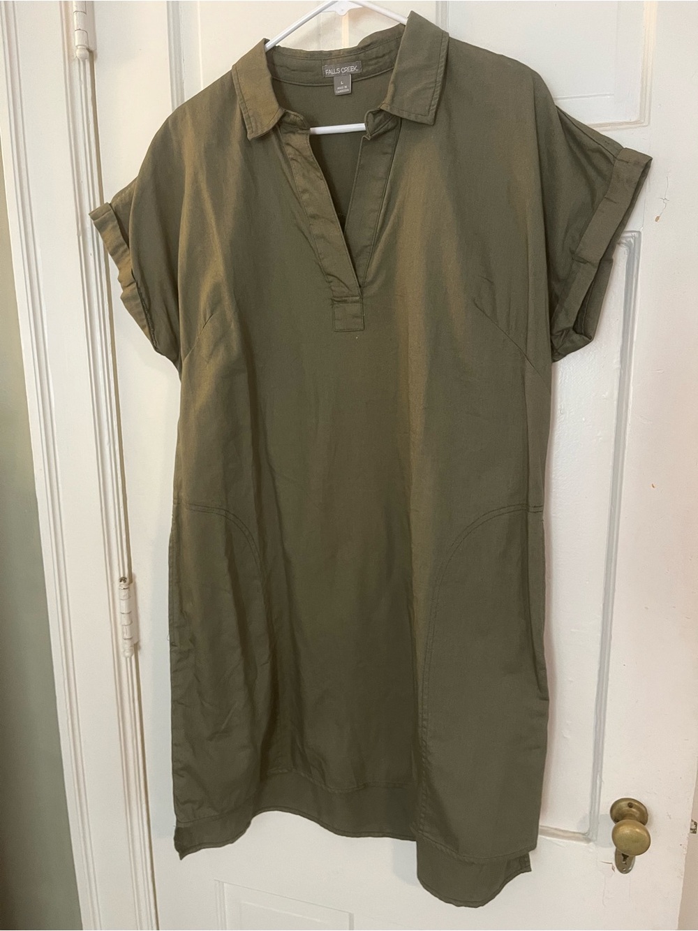 Olive green canvas/cotton casual dress
